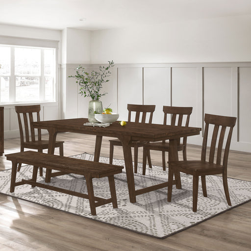 Reynolds Rectangular Dining Table Set Brown Oak - imattress & ifurniture (FL)