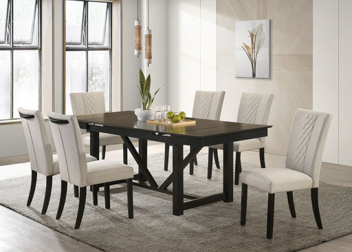 Malia Rectangular Dining Table Set with Refractory Extension Leaf Beige and Black - imattress & ifurniture (FL)