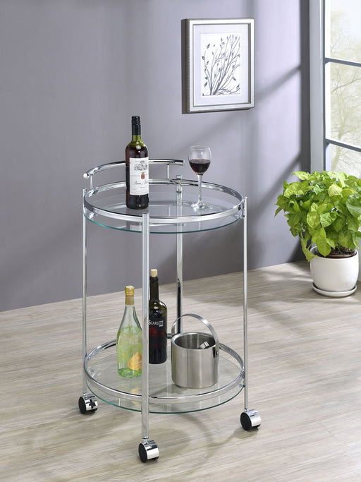 Chrissy 2-tier Round Glass Bar Cart - imattress & ifurniture (FL)