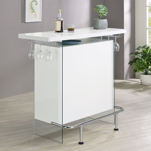 Acosta Rectangular Bar Unit with Footrest and Glass Side Panels - imattress & ifurniture (FL)