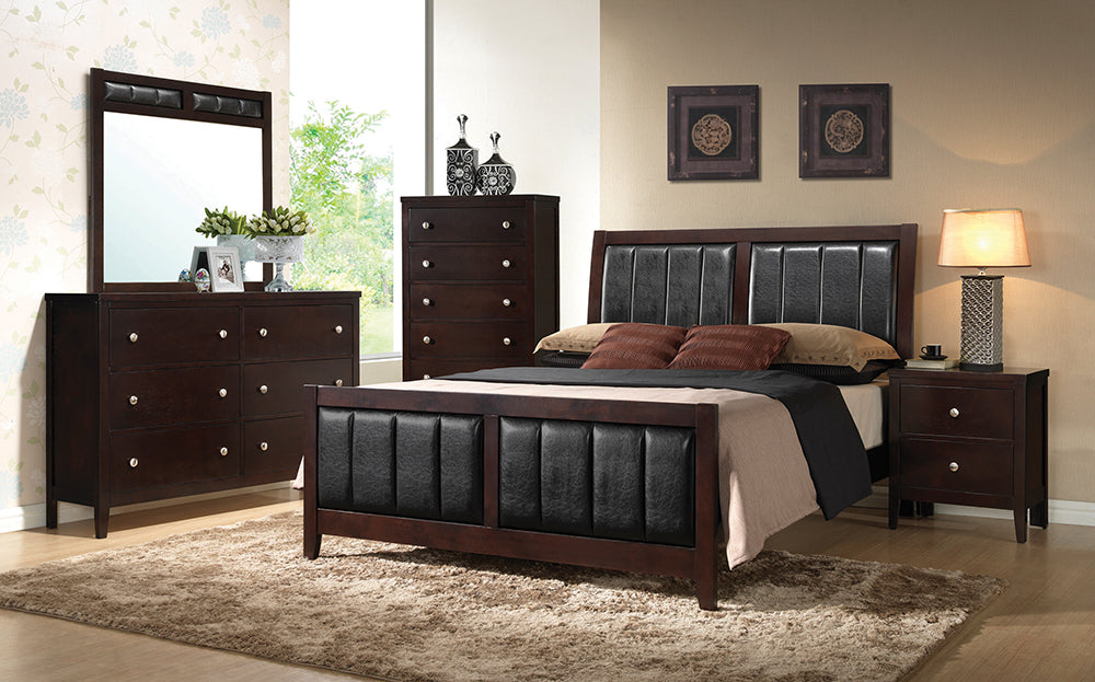 Carlton Upholstered Bedroom Set Cappuccino and Black - imattress & ifurniture (FL)