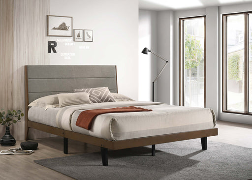 Mays Upholstered Platform Bed Walnut Brown and Grey - imattress & ifurniture (FL)