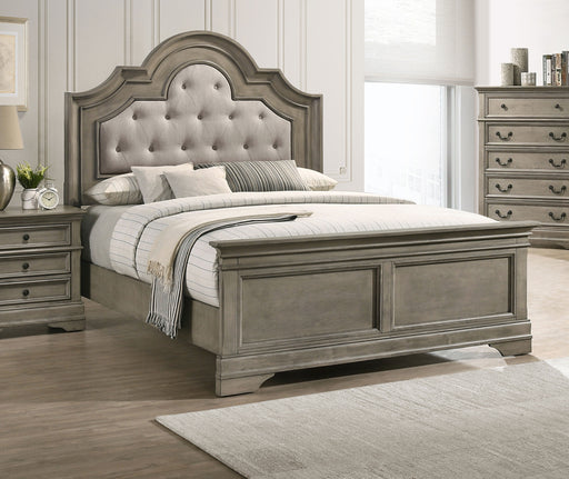 Manchester Bed with Upholstered Arched Headboard Beige and Wheat - imattress & ifurniture (FL)