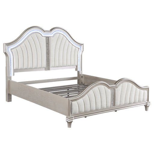 Evangeline Tufted Upholstered Platform Bed Ivory and Silver Oak - imattress & ifurniture (FL)