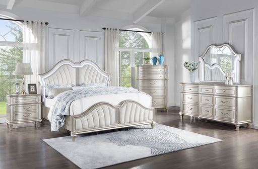 Evangeline Upholstered Platform Bedroom Set Ivory and Silver Oak - imattress & ifurniture (FL)