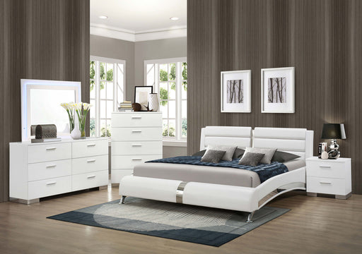 Jeremaine Bedroom Set with LED Mirror Glossy White - imattress & ifurniture (FL)