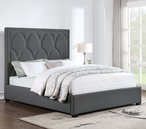 Bowfield Upholstered Bed with Nailhead Trim Charcoal - imattress & ifurniture (FL)