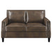 Leaton Upholstered Recessed Arms Loveseat Brown Sugar image