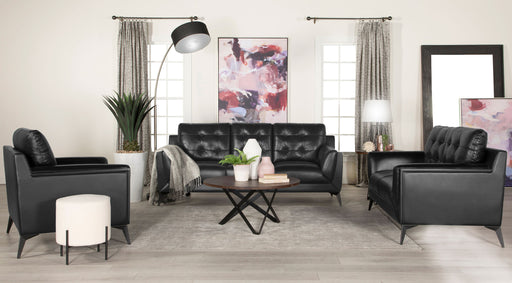 Moira Upholstered Tufted Living Room Set with Track Arms Black - imattress & ifurniture (FL)