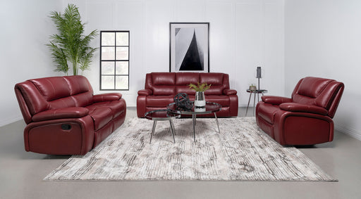 Camila Upholstered Reclining Sofa Set Red Faux Leather - imattress & ifurniture (FL)