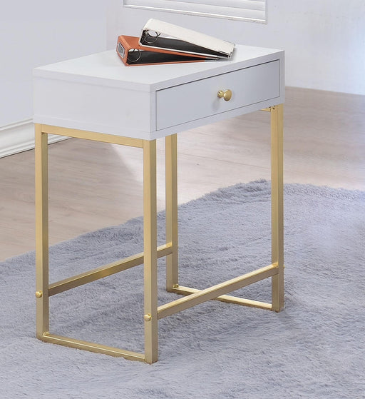 Coleen White & Brass Side Table image