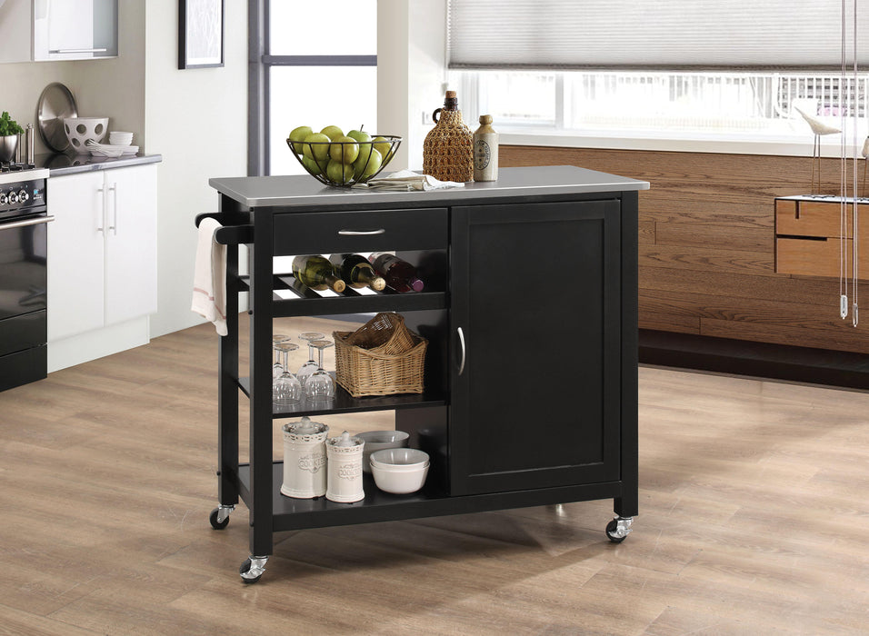 Ottawa Stainless Steel & Black Kitchen Cart image