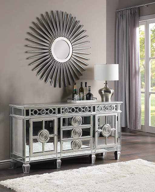 Varian Mirrored & Antique Platinum Server - imattress & ifurniture (FL)