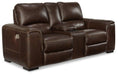 Alessandro Power Reclining Loveseat with Console - imattress & ifurniture (FL)