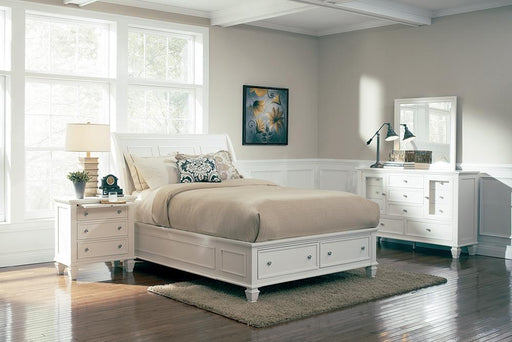 Sandy Beach Eastern King Storage Sleigh Bed Cream White - imattress & ifurniture (FL)