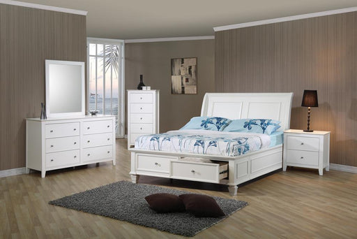 Selena Full Sleigh Bed with Footboard Storage Cream White - imattress & ifurniture (FL)