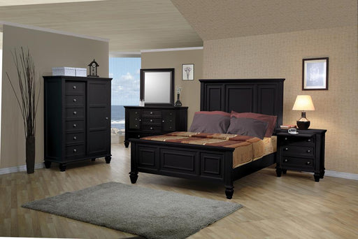 Sandy Beach Eastern King Panel Bed with High Headboard Black - imattress & ifurniture (FL)