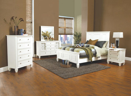 Sandy Beach Eastern King Panel Bed with High Headboard Cream White - imattress & ifurniture (FL)