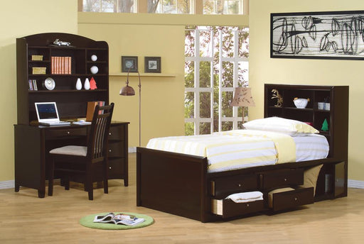 Phoenix Twin Bookcase Bed with Underbed Storage Cappuccino - imattress & ifurniture (FL)