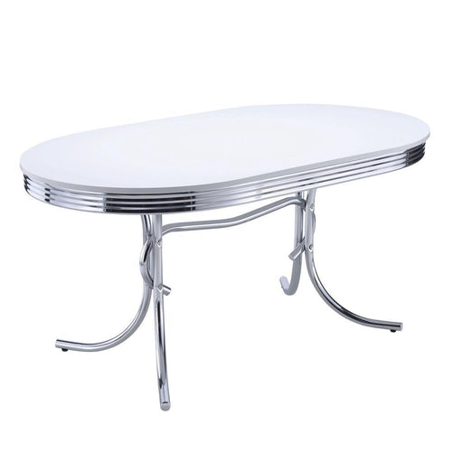 Retro Oval Dining Table Glossy White and Chrome - imattress & ifurniture (FL)