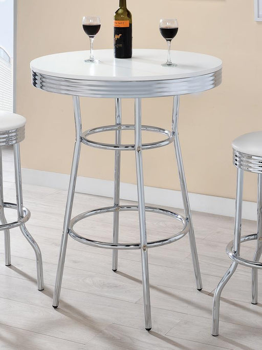 Theodore Round Bar Table Chrome and Glossy White - imattress & ifurniture (FL)