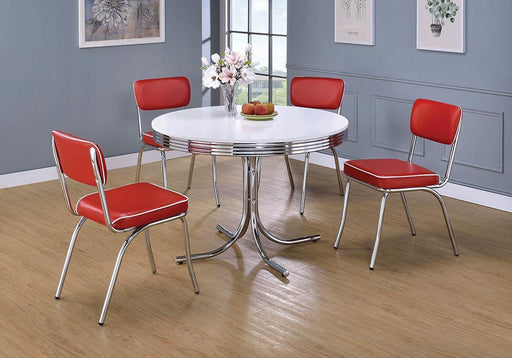 Retro Open Back Side Chairs Red and Chrome (Set of 2) - imattress & ifurniture (FL)