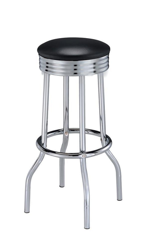 Theodore Upholstered Top Bar Stools Black and Chrome (Set of 2) - imattress & ifurniture (FL)