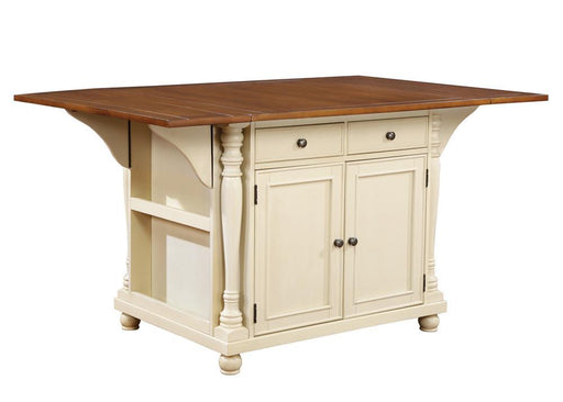 Slater 2-drawer Kitchen Island with Drop Leaves Brown and Buttermilk - imattress & ifurniture (FL)