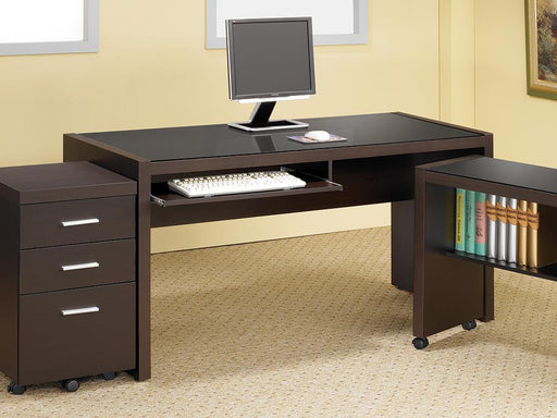 Skeena Computer Desk with Keyboard Drawer Cappuccino - imattress & ifurniture (FL)