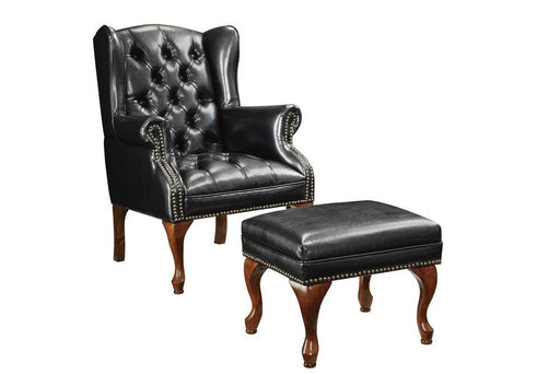 Roberts Button Tufted Back Accent Chair with Ottoman Black and Espresso - imattress & ifurniture (FL)