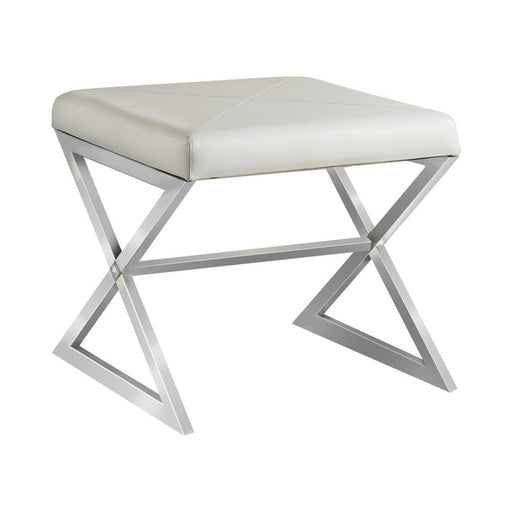 Rita X-cross Square Ottoman White and Chrome - imattress & ifurniture (FL)