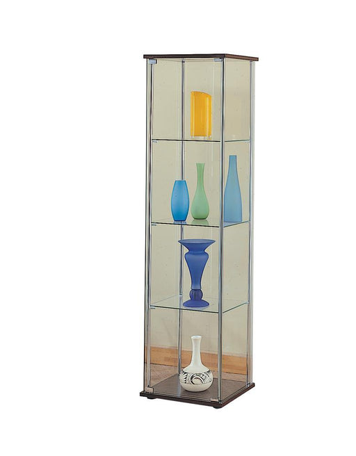 Bellatrix Rectangular 4-shelf Curio Cabinet Cappuccino and Clear - imattress & ifurniture (FL)