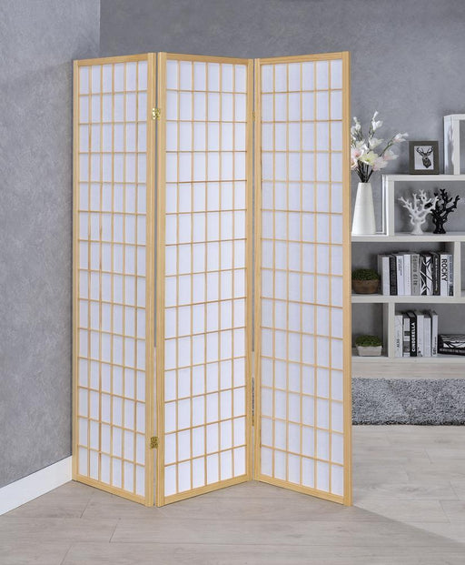 Carrie 3-panel Folding Screen Natural and White - imattress & ifurniture (FL)