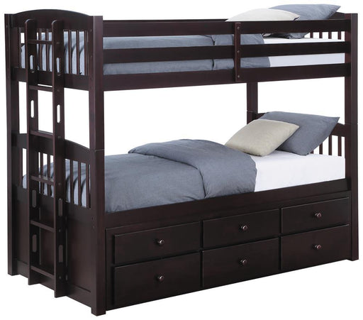 Kensington Twin Over Twin Bunk Bed with Trundle Cappuccino - imattress & ifurniture (FL)