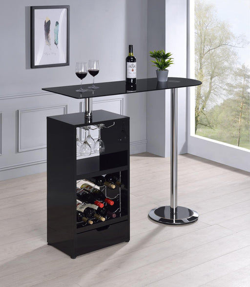 Koufax 1-drawer Bar Table Glossy Black - imattress & ifurniture (FL)