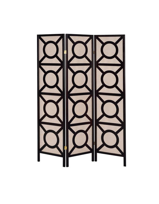 Vulcan 3-panel Geometric Folding Screen Tan and Cappuccino - imattress & ifurniture (FL)