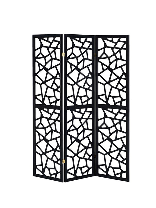 Nailan 3-panel Open Mosaic Pattern Room Divider Black - imattress & ifurniture (FL)