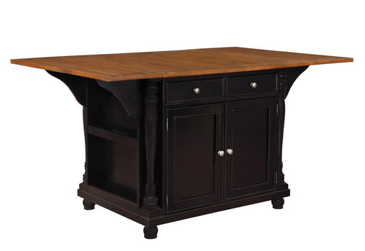 Slater 2-drawer Kitchen Island with Drop Leaves Brown and Black - imattress & ifurniture (FL)