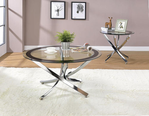 Brooke Glass Top Coffee Table Chrome and Black - imattress & ifurniture (FL)