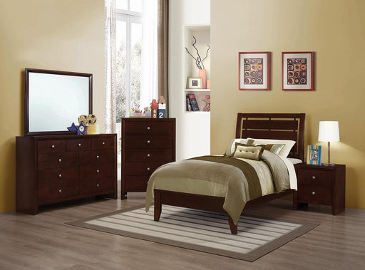 Serenity Twin Panel Bed with Cut-out Headboard Rich Merlot - imattress & ifurniture (FL)