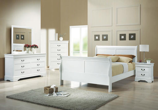 Louis Philippe Full Sleigh Panel Bed White - imattress & ifurniture (FL)