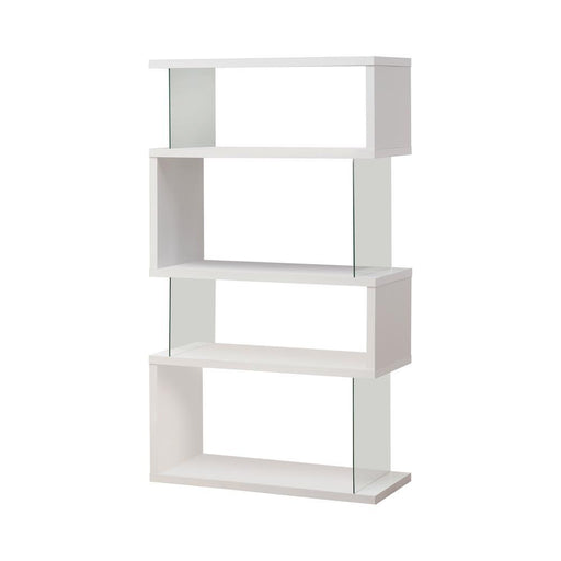 Emelle 4-tier Bookcase White and Clear - imattress & ifurniture (FL)