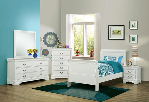 Louis Philippe Twin Sleigh Panel Bed White - imattress & ifurniture (FL)