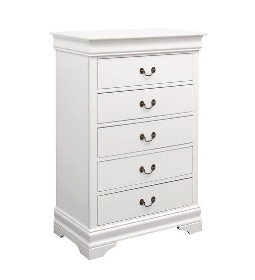 Louis Philippe 5-drawer Chest White - imattress & ifurniture (FL)