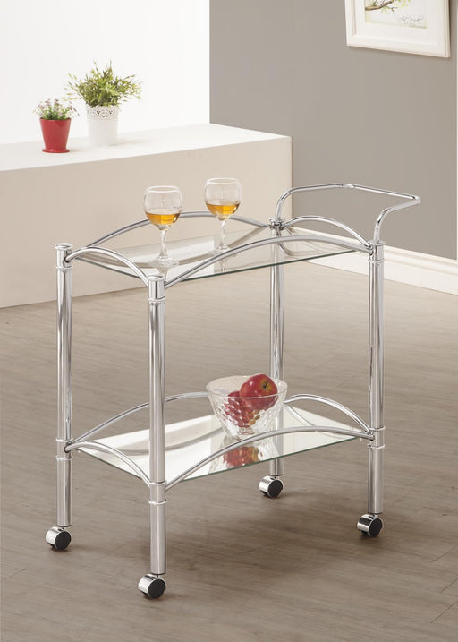 Shadix 2-tier Serving Cart with Glass Top Chrome and Clear - imattress & ifurniture (FL)