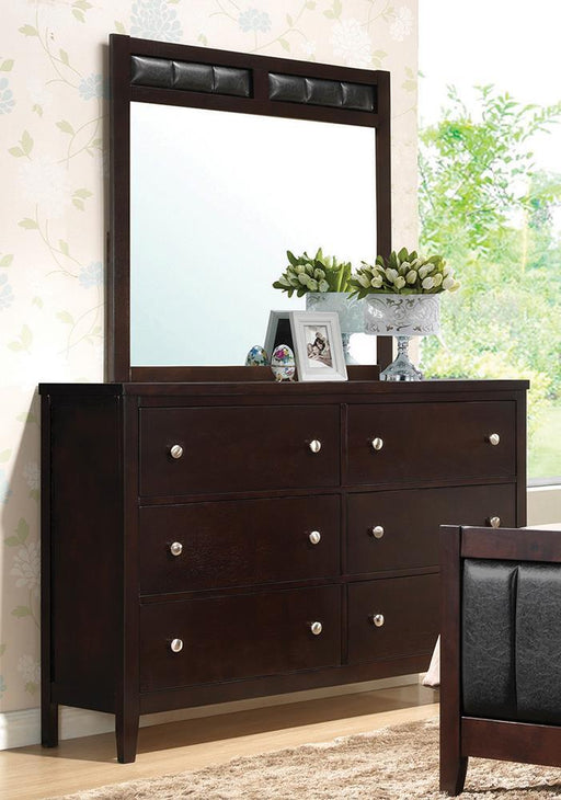 Carlton Upholstered Rectangular Dresser Mirror Cappuccino - imattress & ifurniture (FL)