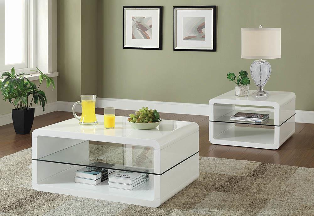 Elana Square 2-shelf End Table Glossy White - imattress & ifurniture (FL)