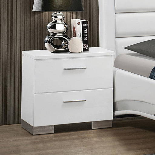 Felicity 2-drawer Nightstand Glossy White - imattress & ifurniture (FL)