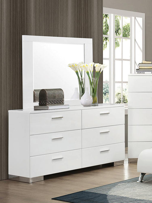 Felicity Rectangle Dresser Mirror Glossy White - imattress & ifurniture (FL)