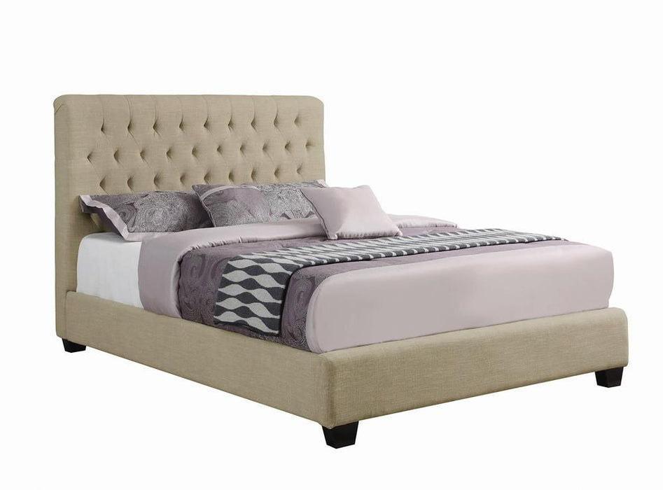 Chloe Transitional Oatmeal Upholstered Full Bed